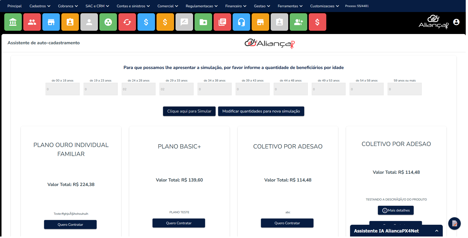 Portal do beneficiário — auto-contratação online